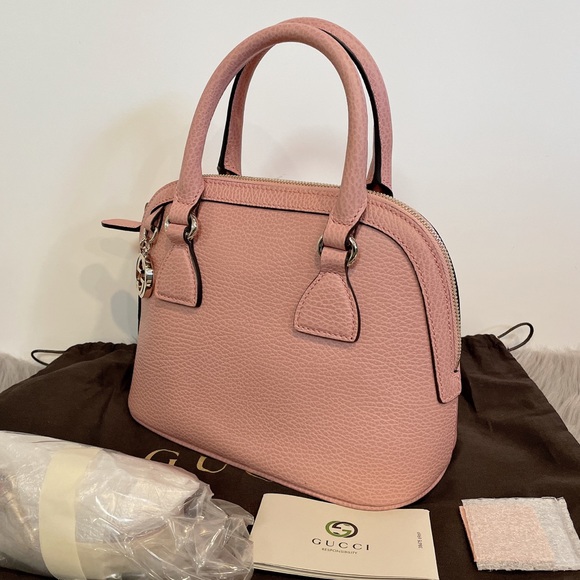 GUCCI 449661 Dollar Calfskin Small GG Charm Dome Bag Soft Pink - Picture 7 of 12